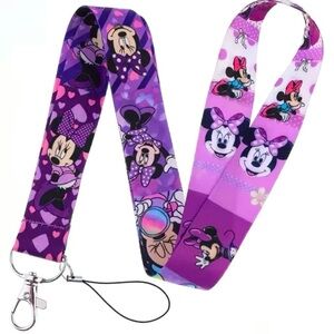 Purple Minnie Mouse Lanyard, 17” Keychain Badge ID Holder, NWT